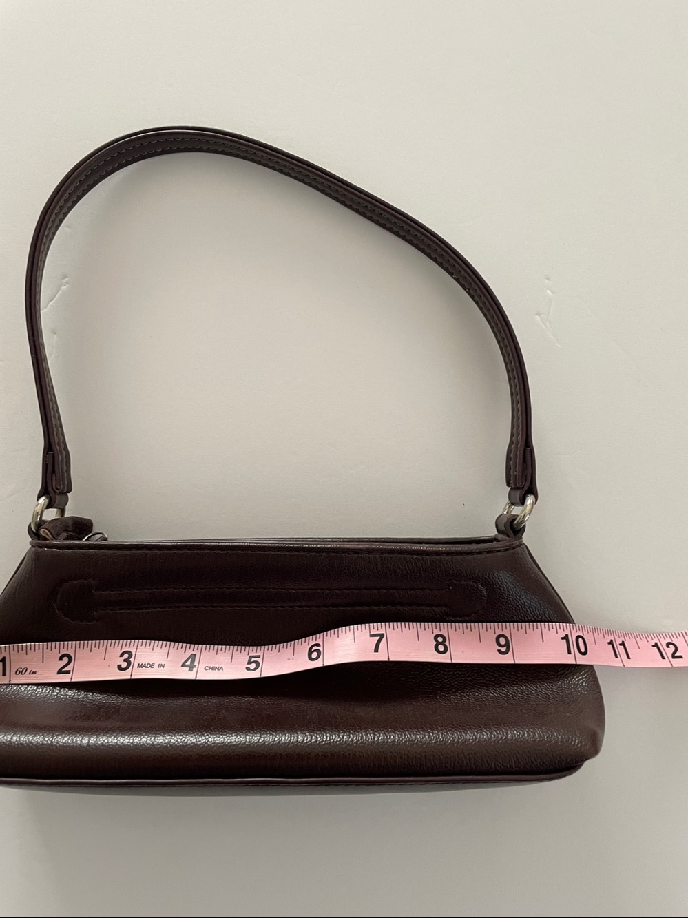MONDANI- Brown Vegan Leather Small Mini Shoulder Bag silver Accents - Picture 4 of 7